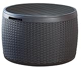 Arcón para exterior redondo, ideal para jardines, terrazas, porches y otros espacios de entretenimiento.
