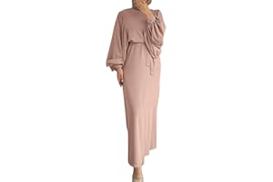 MOGINP Damen Kleid Muslimisches Robe für Damen Arabisch Robe Ramadan Langarm Muslimische Robe Gebet Abaya Kleid Islamischer Naher Osten Dubai Türkei Arabische Muslim Kaftan Kleid Für Ramadan