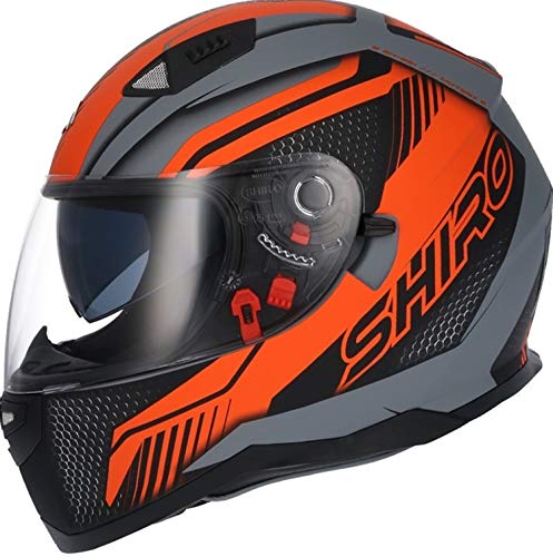SHIRO CASCO SH 881 SV MOTEGI NERO E ARANCIO S nero e arancione