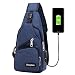 Produktbild Aolvo Rucksack mit USB Lade-Port Anti-Diebstahl für Damen Herren, Casual Sling Bag Schulter Umhängetasche Brust Tasche Für Reisen/Wandern/Outdoor Sport, dunkelblau