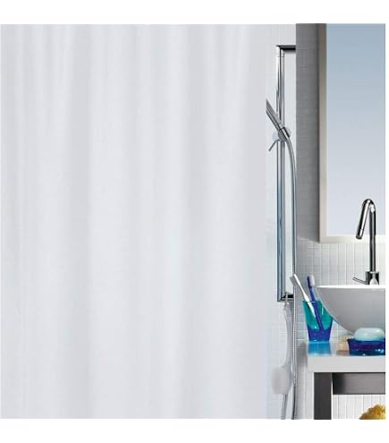 Rideau De Douche Polyester PRIMO 180x180 Cm - Blanc - Élégant Et Hydrofuge