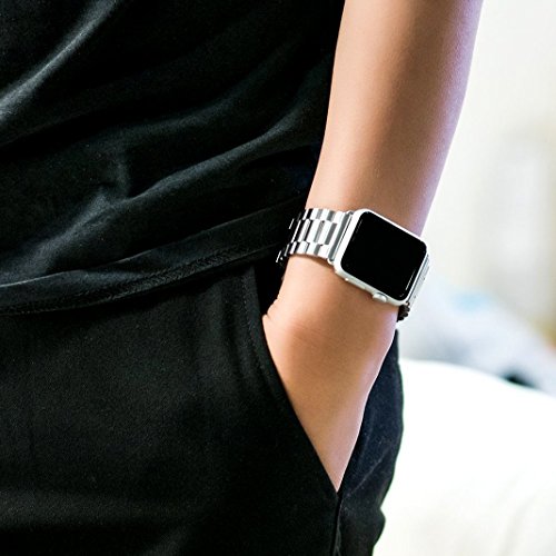 Für Apple Watch Armband 42mm Silber,Rosa Schleife® Edelstahl Metall Apple iWatch Armband Uhrenarmband Replacement Strap Armbänder mit Metallschließe für Apple Watch Sport & Edition Alle Versionen (nur für alle 42mm Versions) - 7