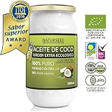 NAturseed Aceite de Coco puro Orgánico Virgen Extra 1000ml, Gratis Ebook Con Recetas, Extracción En Frío, Fuente De Energía Natural Para Deportistas, Suplemento Alimenticio, Para Cocinar Para El Pelo