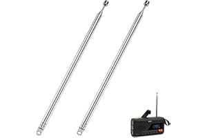 KOOLEVER 2PCS FM Radio Antenna Replacement, 7 Sections Telescopic Portable TV Radio Antenna Replacement for DAB AM/FM Stereo Reception