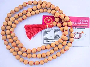 Apnisanskriti Chandan Mala (Sandalwood Rosary) for Jaap and for Men and Women Wearing (8mm, Large Size, 108+1 Beads, Lab Certified) - Natural Chandan Beads - Pack of 1