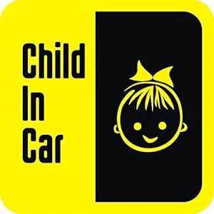 isee360 Child in Car Yellow Background Windows, Car Sticker