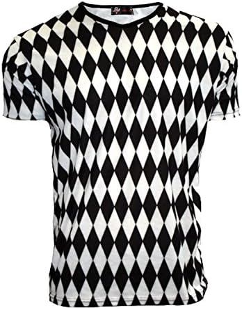 Insanity Harlequin Diamonds Pattern Printed V-Neck T-Shirt