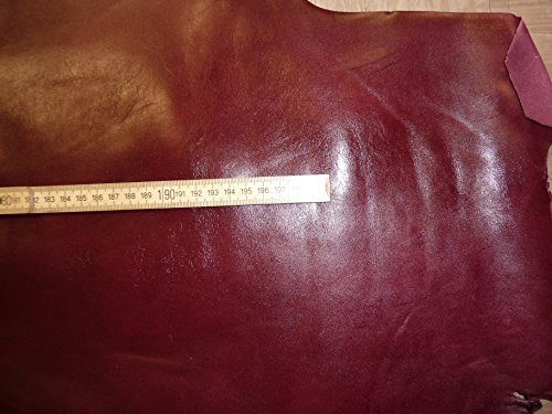 Lederstück bordeaux weinrot, Vollrindleder, ca. 200 – 220 cm x 25 – 35 cm - 7