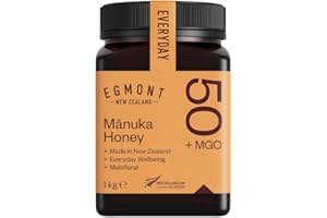 Egmont Honey Miel de Manuka 50+ MGO 1Kg | testé en laboratoire et teneur en MGO certifiée | brut et 100% naturel | fabriqué et mis en pot en Nouvelle-Zélande