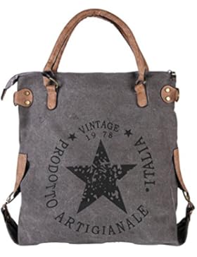 GWELL Vintage Schultertasche mit Sterne Canvas Tasche Handtasche Umhängetasche