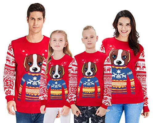 Loveternal Kinder Christmas Sweater Funny Dog Pullover Jungen Knit Familie Weihnachten Jumper für Jungen Mädch