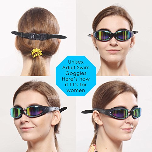 Experten Schwimmbrille von Bezzee Pro Farbe Objektiv Gläser, Antibeschlagbeschichtung, Wasserdicht, Anpassbar, Schwimmbrille für, Erwachsene 180 ° WeitwinkelSicht, FürMänner Frauen, Beinhaltetein Schutzetui & Ohrstöpsel - 2