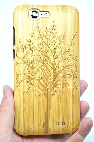 RoseFlower® Huawei Ascend G7 Wooden Case - Bamboo Christmas Tree - Natural Handmade Bamboo / Wood Cover with Free Screen Protector for your Smartphone