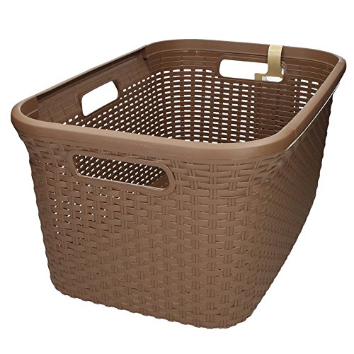 Curver Wäschekorb Rattan Style 45L 59x38x26cm braun Wäsche Korb Wäschebehälter Transportkorb Kunststoff