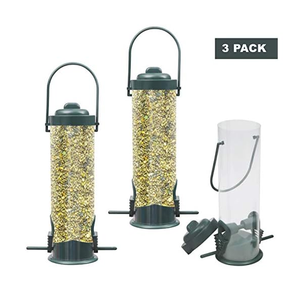 BELLE VOUS Mangiatoia per Uccelli Selvatici in Plastica da Esterno a Tubo (3pz) - capacità 368 g - 2 Mangiatoia per…