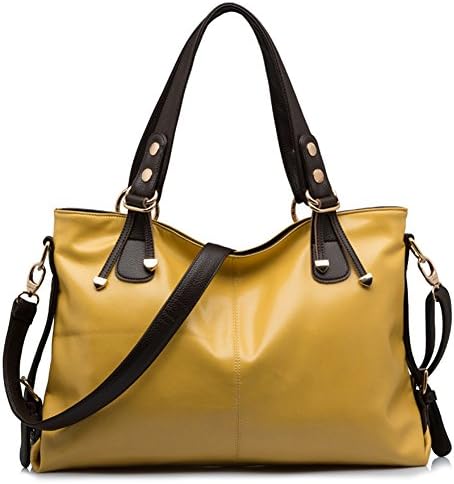 BlueVega European style Oil wax Genuine Leather Cowhide Fashion Women handbags shoulder bags-brown