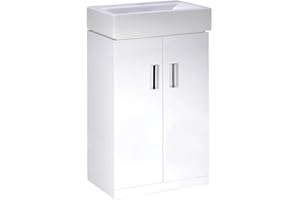 Home Standard® Cubi Mini White Gloss 450mm Floor Standing Cabinet & Basin - 1 Tap Hole