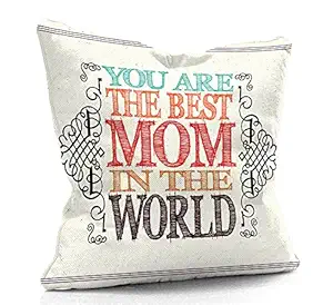 DreamVio Filled Cushion, Pillow for World's Best Mom,Pyari Mumma,Mummy,Gifts for Mom,Grandma on Birthday's & Mother's Day Color : White Size : 12 x 12 Inch Design 87