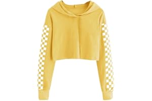 Cicy Bell Sudadera con capucha para niñas niños Crop Tops lindos cuadros manga larga moda sudaderas con capucha