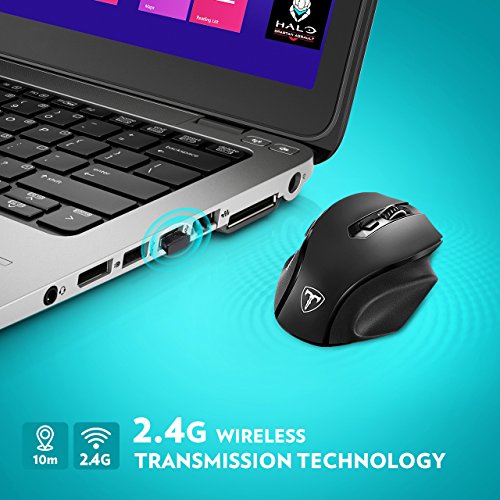 VicTsing Rat  n Inal  mbrico 2 4G  con Receptor Nano USB  5 Niveles de CPI Adjustables  6 Botones para Port  til  PC  Ordenador  Computadora  Macbook - Negro