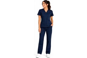 Women and men Scrub Set |4Pocket V-Neck Top & Drawstring Pants | Short Sleeve Medical Uniform | Soft Stretch Fabric |Scrubs for Nurses Doctors Dentists & Healthcare Workers | Hospital Clinic
