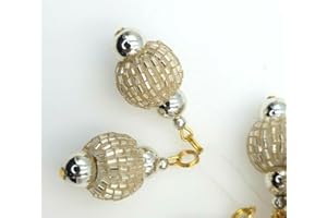 FEATHERS CREATION LTD Feathers Creation 4 Pc Indian Tassel Cut dana Ball for Edging, Blouse, Lehenga, Wedding Metallic (Light Gold)