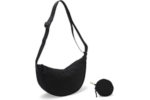 GoPaw Crescent Bag pour Femme, Sac à Bandoulière en Nylon pour Femme avec Porte-Monnaie, Sac à Boulette Avec Sangle Réglable avec Fermeture éclair, Sac à Main Portable Crescent