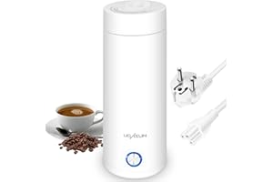 SKJJL Mini Bouilloire Electrique de Voyage, 3 en 1 Mini Thermos, 3 Minutes de Cuisson Rapide, 400ml Bouilloire Electrique Portable pour Thé, Lait, Café