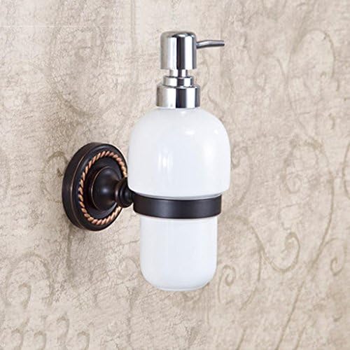 All-copper-black bronze soap dispenser hand-wash bottle wall-mounted European antique shampoo ceramic bottle suit , 002