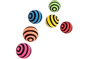 Boland 30832 Rubber Ball Set Stripes, 6 Striped Rubber Balls, Size of Each Ball 3 cm, Bouncy Ball, Gift, Give-Away, Toy, Pinata Filling, Wonder Bag