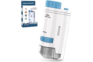 KEYOHOME Electric Handheld Mini Microscope with LED Light 60-200x High Definition Portable Children Microscope for Kids Students Microbiological Observation Learning (Blue)
