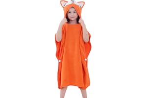COOKY.D Unisex Baby Girls Boys Poncho Bath Towel Hooded Bath Robe for 0-6 Years Old, 70 x 70cm, Orange Fox