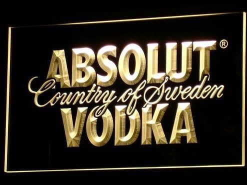 Absolut Vodka LED Sign Language Neon Yellow