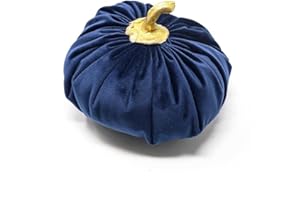 Declea Zucca Decorativa in Velluto Decorazione Autunnale tavola Camino e casa - Cuscino Forma Zucca in Velluto Due Misure, Blue, Home Decor