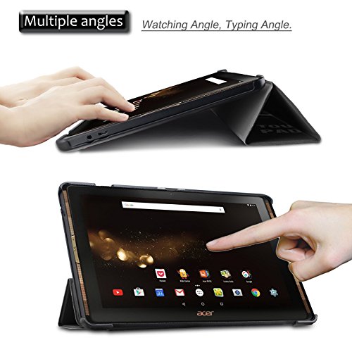 Acer Iconia One 10 B3-A30/A3-A40 Hülle, Infiland Ultra Dünn Tri-Fold Muschel PU Leder Ultra Schlank Superleicht Ständer Shell Cover Schutzhülle Etui Tasche für Acer Iconia Tab 10 (A3-A40) 25,6 cm (10,1 Zoll Full HD) Tablet-PC/ Acer Iconia One 10 (B3-A30) 25,7 cm (10,1 Zoll HD) Tablet-PC(Große Augen) - 3