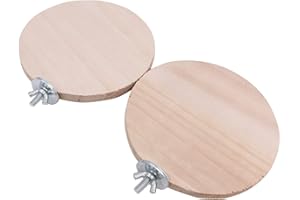 Shiwaki 2 Pack Piattaforma per Uccelli Trespolo Stand, Trampolino in Legno Naturale, Tavola Rotonda in Legno per Stazione Pappagallo Supporto per Piattaforma in Legno Accessori per Gabbia per Abiti