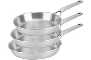 Florina Set Padelle in acciaio inox LUCIDA | 20 CM, 24 CM, 28 CM | 3 pz | 3 strati | Nucleo in alluminio | Adatta al forno | Manico ergonomico | Finitura a specchio | Tutti i piani cottura