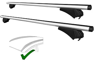 SUSY SHOP Barre Portapacchi Portatutto Universali Per Auto Con Rails Chiusi o Rialzati (Corrimano), 2 Barre Trasversali In Alluminio Con 4 Serrature Di Sicurezza Antifurto (140 CM)