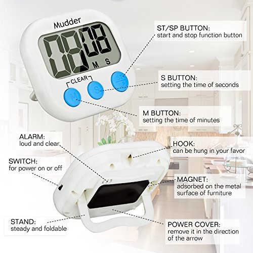Mudder Elektronischer Küchentimer Magnetisch mit Großem LCD Display - 2