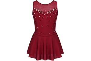 inhzoy Maillot de Patinaje Artístico para Niñas Sin Manga Vestido de Ballet Danza Mono de Baile Rítmica Disfraz Bailarina Brillante