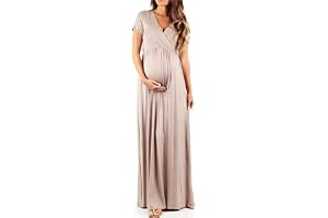 LYXYGMV Mammaklänningar, graviditetskläder, gravidklänning, vår- och sommarkläder, långa tillbehör för mammas bilder. (Apricot,L)