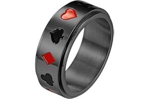 Epinki 8MM Anillo de Acero, Anillo Giratorio de Poker Plata Anillo Antiestres para Hombre