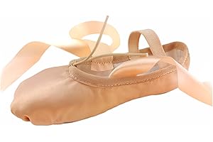 BAVA Ballet Shoes Off White Ballet Dance Shoes, Split Sole, with Ribbons Style Girls Dance Shoes Off White/Cream Colour