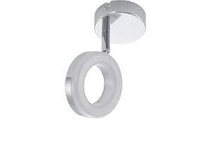 LED Ceiling Light 'Tioklia' (Modern) in Silver Made of Metal for e.g. Living Room & Dining Room (1 Light Source,) from ELC | floodlight, Spotlight