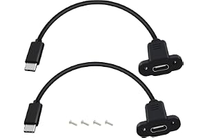GAYOU USB C Panel Mount Kabel 20Gbps 4K@60Hz 24V 5A 2PCs Svart 0.3 m