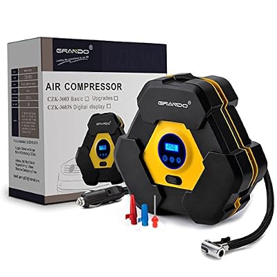 Grando 12V 10A Écran numérique Compresseur d'air Pompe à air et ventilateur à air rapide avec manomètre 150 PSI, avec lampe de poche