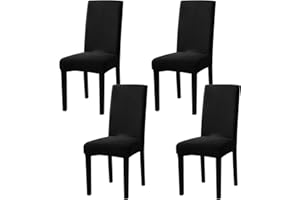 ‎MAFUDOXI mafudoxi Stuhlhussen 4er Set, Stretch Abnehmbare Waschbar Stuhlbezug, Stretch Stuhlhusse mit Gummiband, für Hotel, Bankett, Restaurant, Haus, Party, Hochzeit(Black, 4Stück)