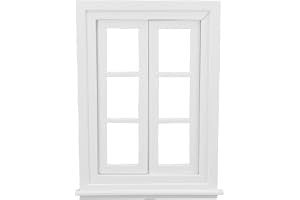 Haofy 1:12 Dollhouse Window, 6-Panel Double-Hung DIY Frame | Paintable Wood & PVC Craft, Realistic Miniature Scene Accent, Fits 1:12 Scale, For Photography Props & Decor