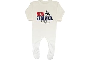 Shopagift New Zealand Rugby Baby Grow Romper Suit Supporters Fans World Cup Boys Girls White