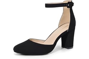 DREAM PAIRS Damen Pumps High Heels Brautschuhe mit Blockabsatz und Knöchelriemen